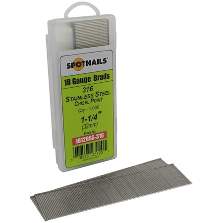 Spotnails Collated Brad Nail, 18 ga, Hot Dipped Galvanized, Brad Head 18120SS-316